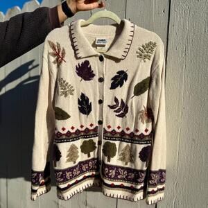 Vtg Cottagecore Knit Cardigan Sweater Embroidery Northern Reflections